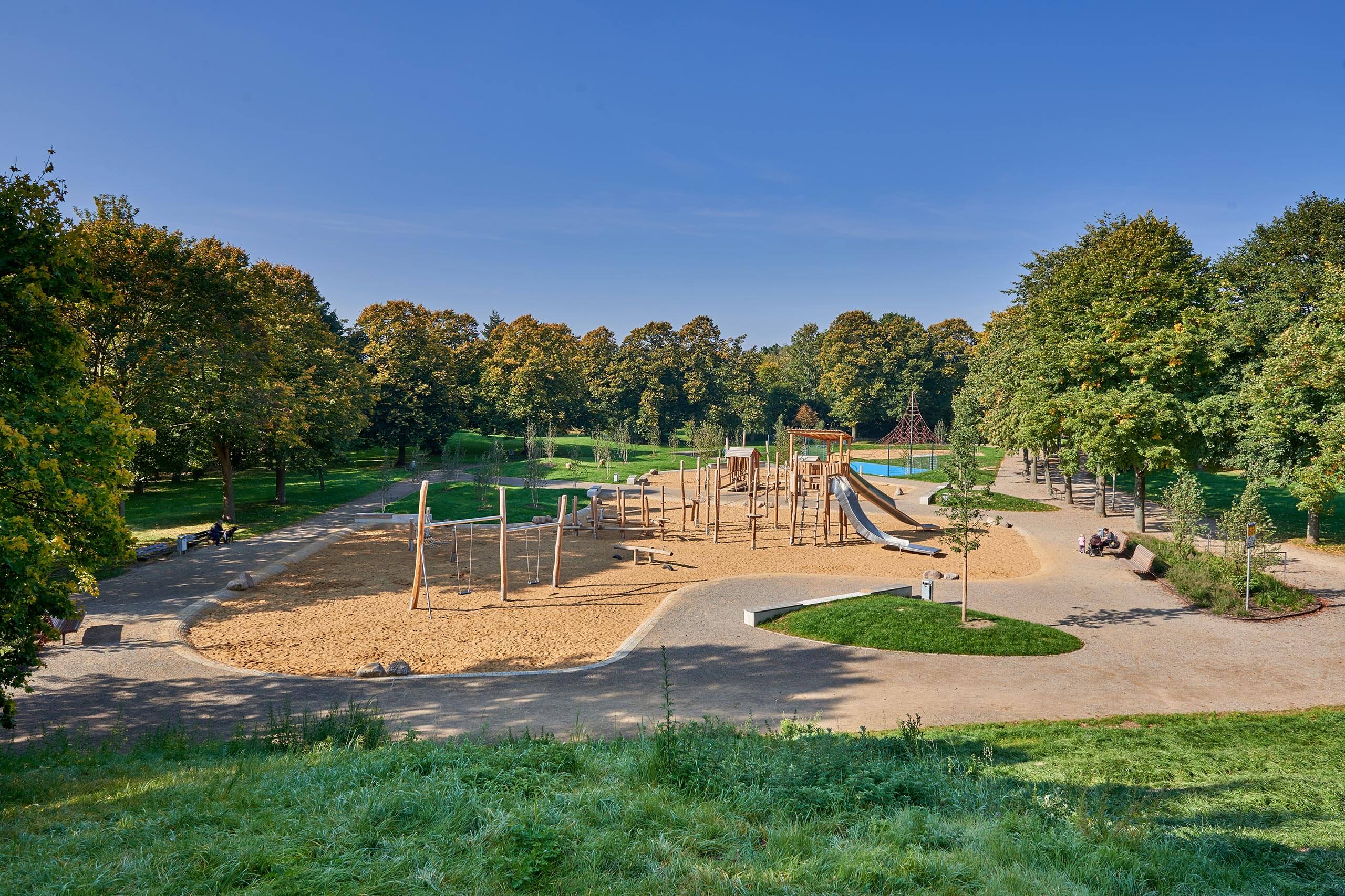 Spielplatz Park Holzbenden nach dem Umbau